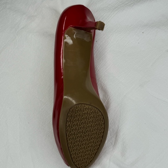Michael Kors Red Patent Heels Hamilton Open Toe Platform Pumps Size 8M SEXY - Picture 8 of 13